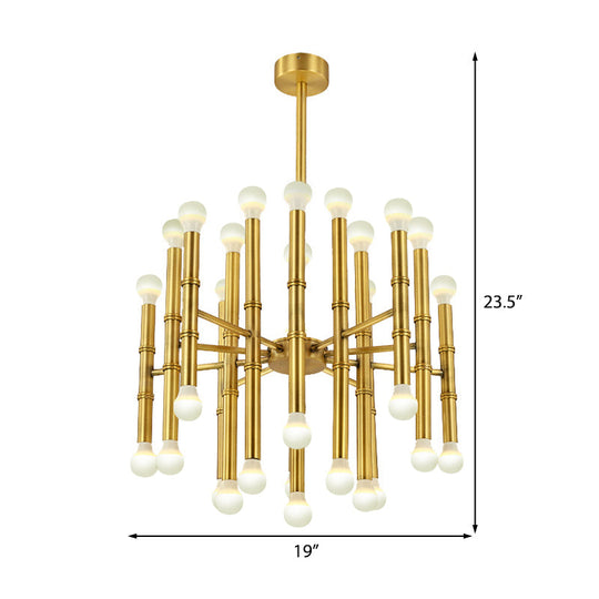 Modern Metal Flute Chandelier - 30 Lights Black/Silver/Gold Perfect For Living Room