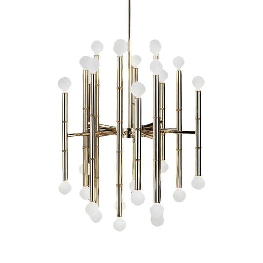 Modern Metal Flute Chandelier - 30 Lights Black/Silver/Gold Perfect For Living Room