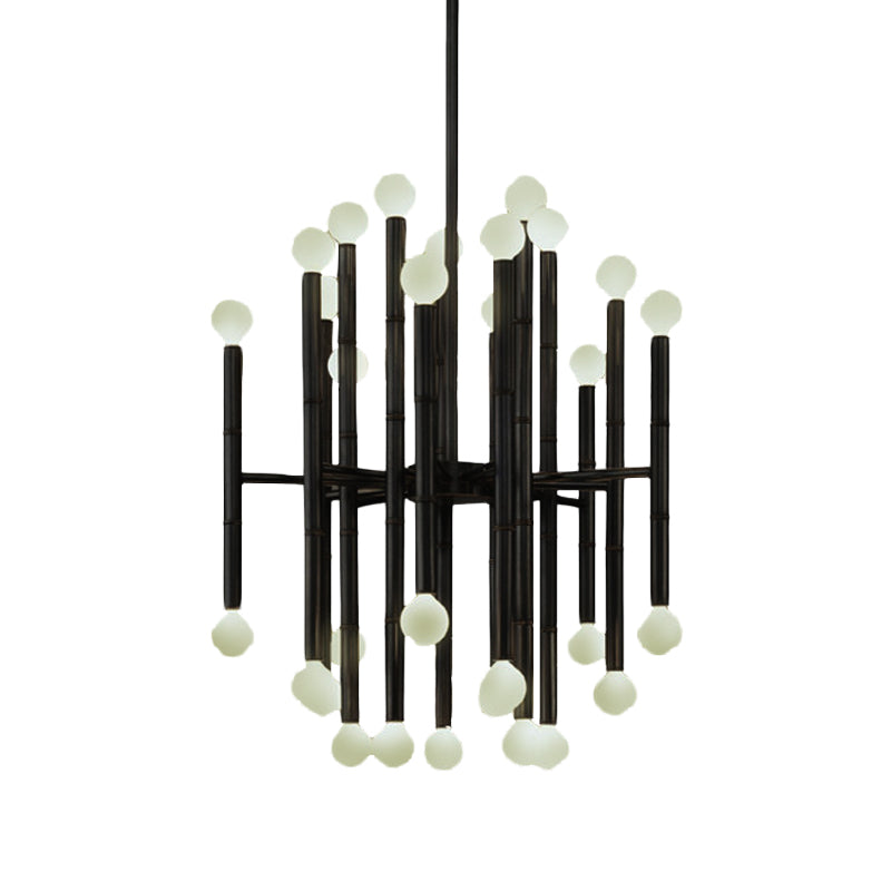 Modern Metal Flute Chandelier - 30 Lights Black/Silver/Gold Perfect For Living Room