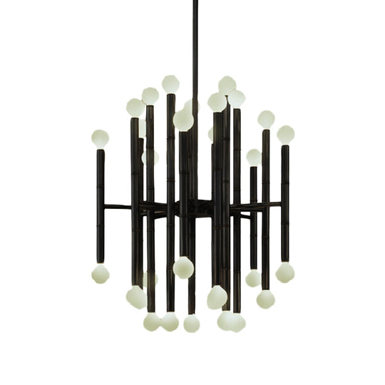 Modern Metal Flute Chandelier - 30 Lights Black/Silver/Gold Perfect For Living Room