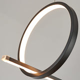 Sleek Acrylic Linear And Ring Ceiling Chandelier In Black With Warm/White Light - 1/2 Hanging