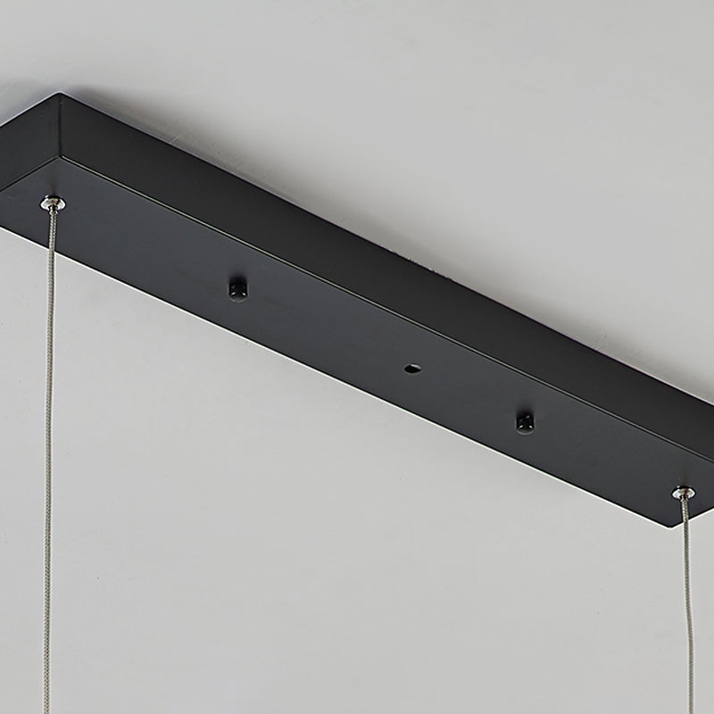 Simple Acrylic Linear And Ring Ceiling Chandelier - Black Hanging Light With Warm/White Glow