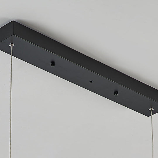 Simple Acrylic Linear And Ring Ceiling Chandelier - Black Hanging Light With Warm/White Glow