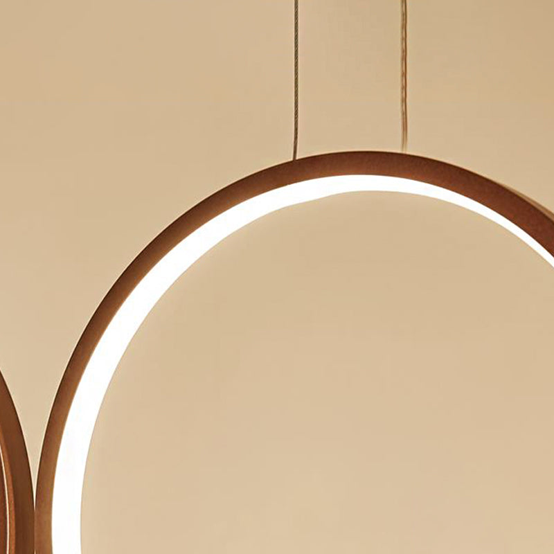 Simple Style Acrylic Multi-Ring Chandelier Lamp With 3/5 Lights - White/Coffee Hanging Light