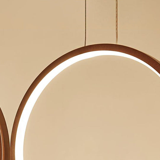 Simple Style Acrylic Multi-Ring Chandelier Lamp With 3/5 Lights - White/Coffee Hanging Light