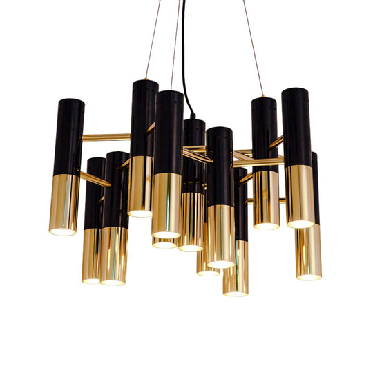 Modern Tube Chandelier Light - Gold Metal 7/13/19 Lights Warm Lighting For Living Room