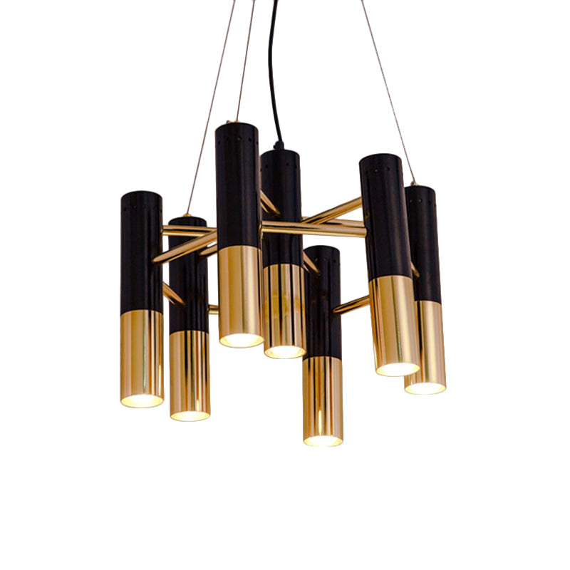 Modern Tube Chandelier Light - Gold Metal 7/13/19 Lights Warm Lighting For Living Room