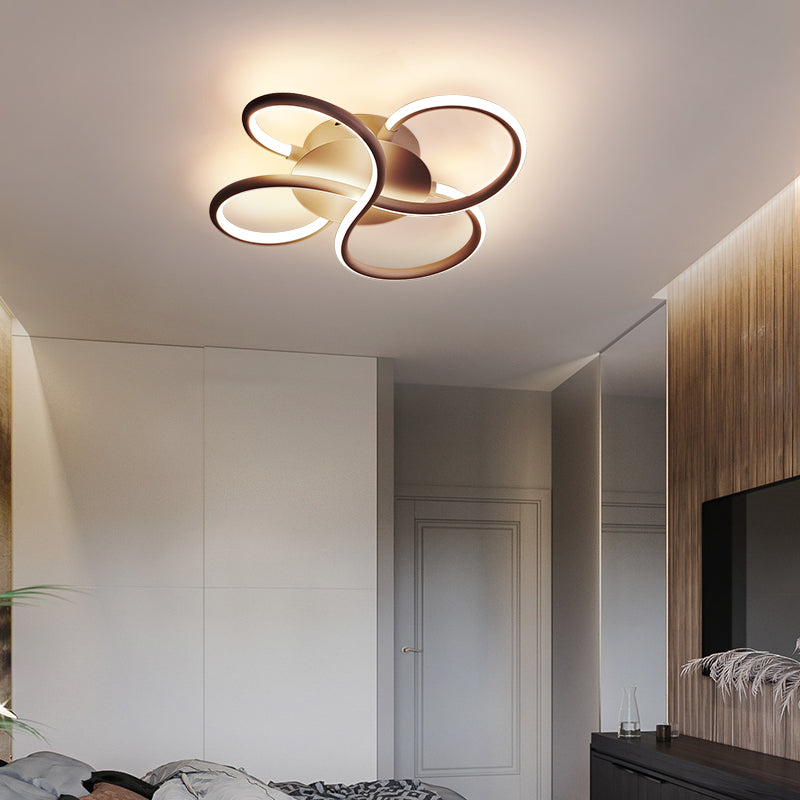 Modern Led Flower-Shaped Acrylic Flush Mount In White/Warm Light - 3 Sizes Available Coffee /