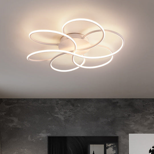 Modern Led Flower-Shaped Acrylic Flush Mount In White/Warm Light - 3 Sizes Available