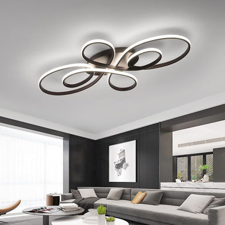 Modernist Acrylic Flower Flush Mount Ceiling Light Fixture - White/Coffee Led 23.5/31.5/39 Coffee /