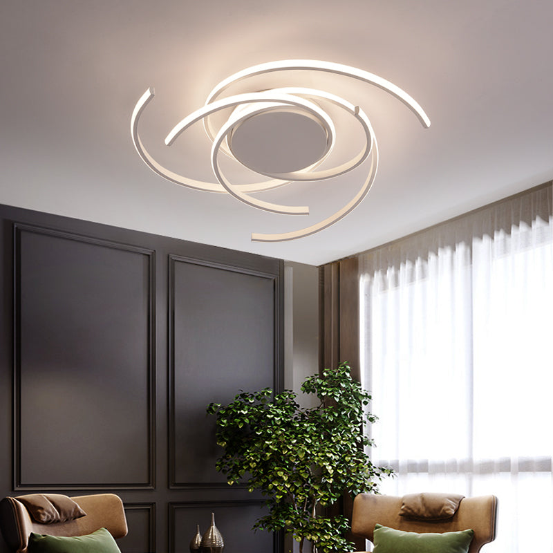 Contemporary 22/29.5 Wide Twisted Flush Mount Light - Led Acrylic Ceiling Lamp White/Black White /