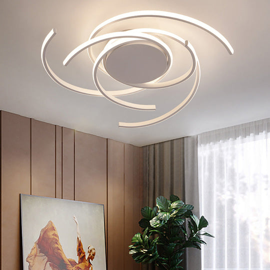 Contemporary 22’/29.5’ Wide Twisted Flush Mount Light - Led Acrylic Ceiling Lamp White/Black