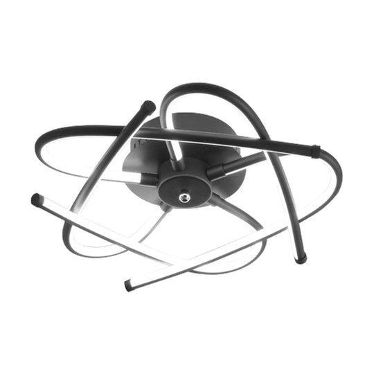 Twisted Flush Lighting Modernist Acrylic Led Ceiling Lamp Fixture In Black/Grey White/Warm Light