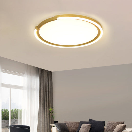 Modern Led Round Acrylic Flush Mount Lighting - 15/18/23 Wide White/Black/Gold Warm Light Gold / 15
