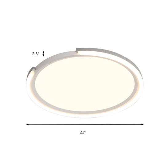 Modern Led Round Acrylic Flush Mount Lighting - 15/18/23 Wide White/Black/Gold Warm Light