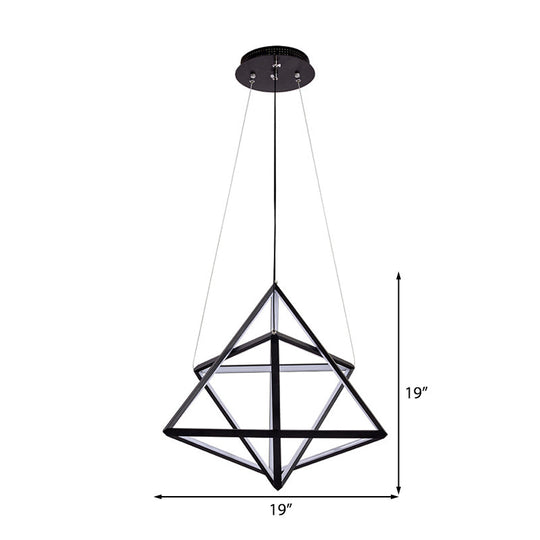 Modern Acrylic Triangle Chandelier With Black Led Lights For Dining Room