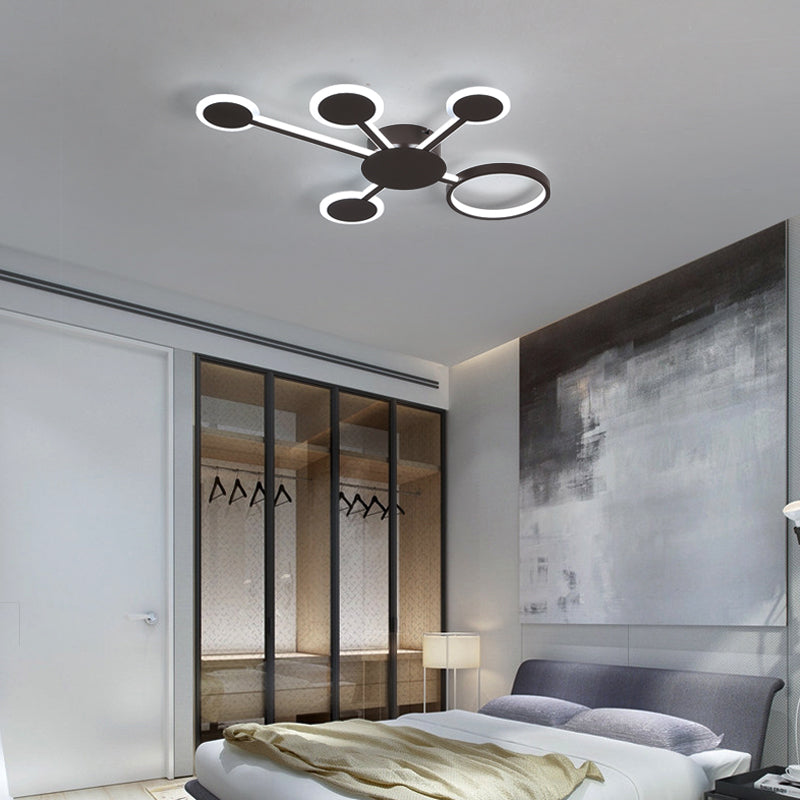 Modern Acrylic Sputnik Flush Mount Light - 4/5/6 Lights -White/Warm Led 5 / Coffee White