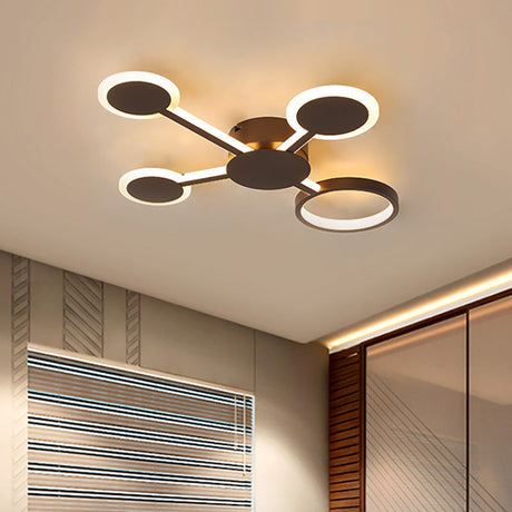 Modern Acrylic Sputnik Flush Mount Light - 4/5/6 Lights -White/Warm Led 4 / Coffee Warm