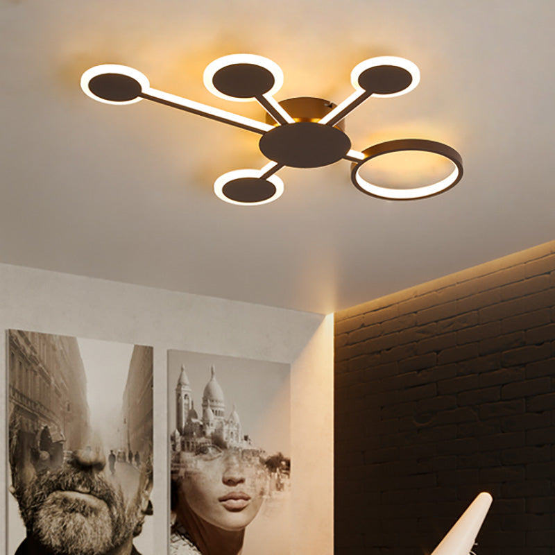 Modern Acrylic Sputnik Flush Mount Light - 4/5/6 Lights -White/Warm Led 5 / Coffee Warm