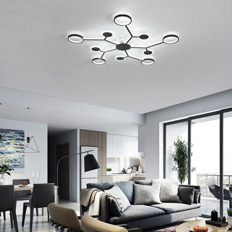 Modern Acrylic Flush Mount Lamp With Starburst Design And 6/8/10 Warm Led Lights In White