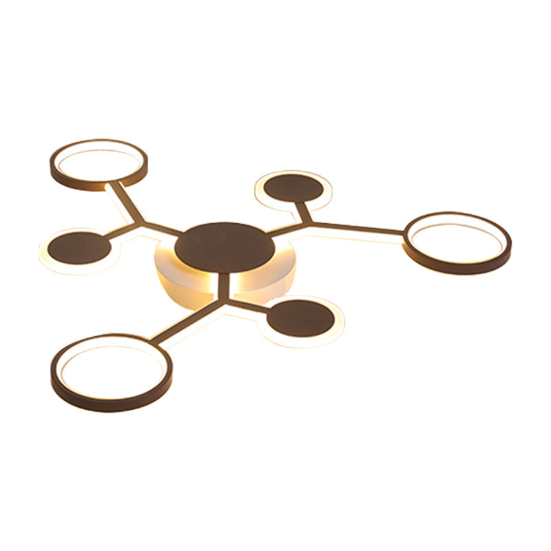 Modern Acrylic Flush Mount Lamp With Starburst Design And 6/8/10 Warm Led Lights In White