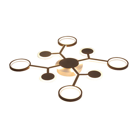 Modern Acrylic Flush Mount Lamp With Starburst Design And 6/8/10 Warm Led Lights In White