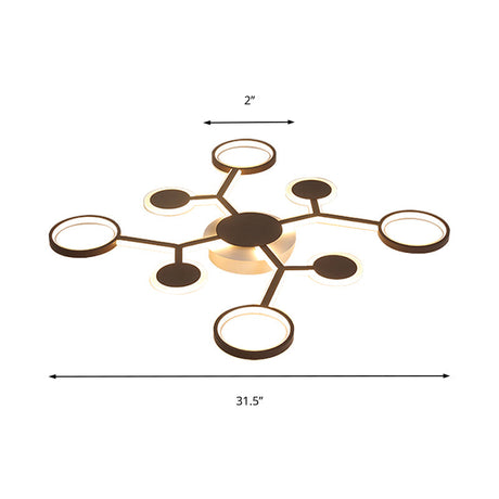 Modern Acrylic Flush Mount Lamp With Starburst Design And 6/8/10 Warm Led Lights In White