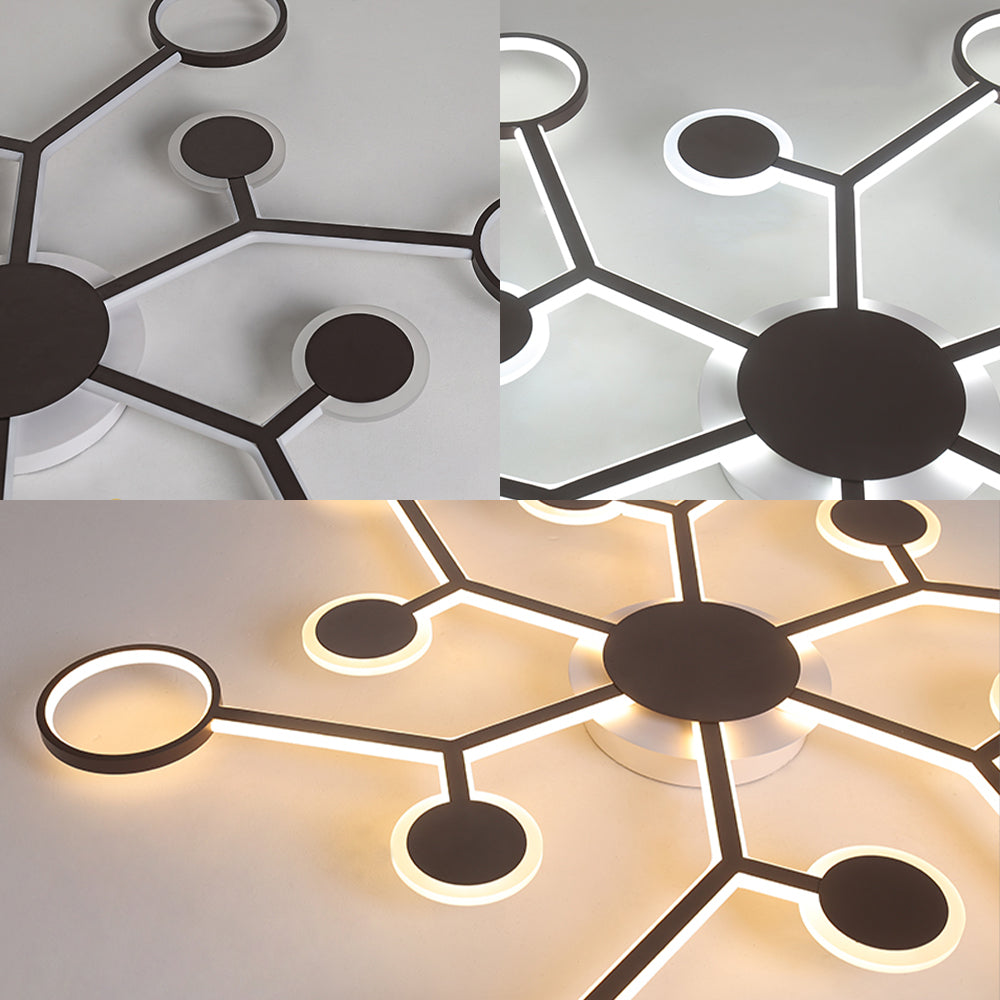 Modern Acrylic Flush Mount Lamp With Starburst Design And 6/8/10 Warm Led Lights In White
