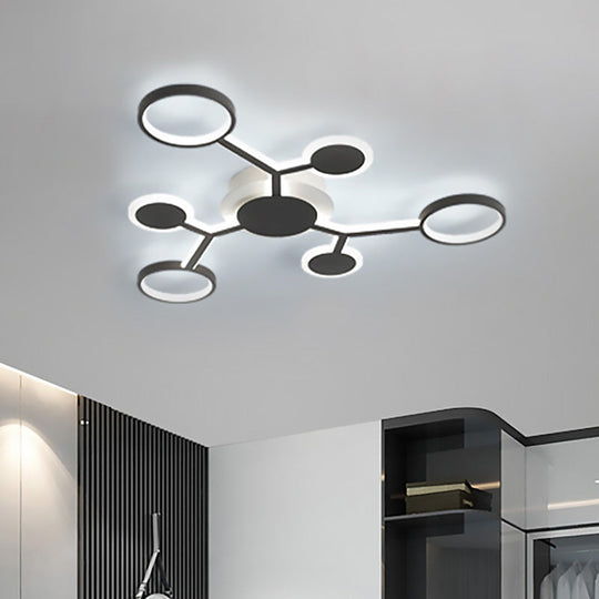 Modern Acrylic Flush Mount Lamp With Starburst Design And 6/8/10 Warm Led Lights In White 6 / Coffee