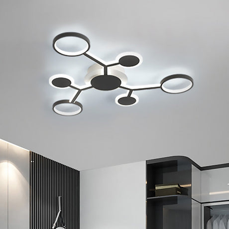 Modern Acrylic Flush Mount Lamp With Starburst Design And 6/8/10 Warm Led Lights In White 6 / Coffee