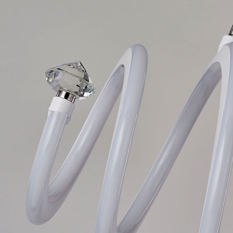 Simple Style Acrylic White Led Spiral Chandelier Lamp - Elegant Hanging Light For Living Room