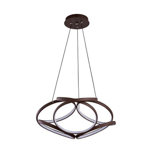 Modern Acrylic Coffee Led Chandelier Light - Seamlessly Curved Suspension For Living Room