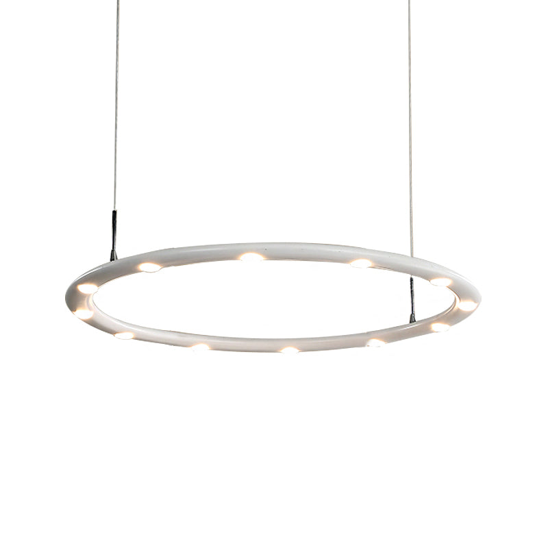 Modern Acrylic 1/2-Tier Led Ring Chandelier Light In Black/White For Bedroom: Warm/White Lighting