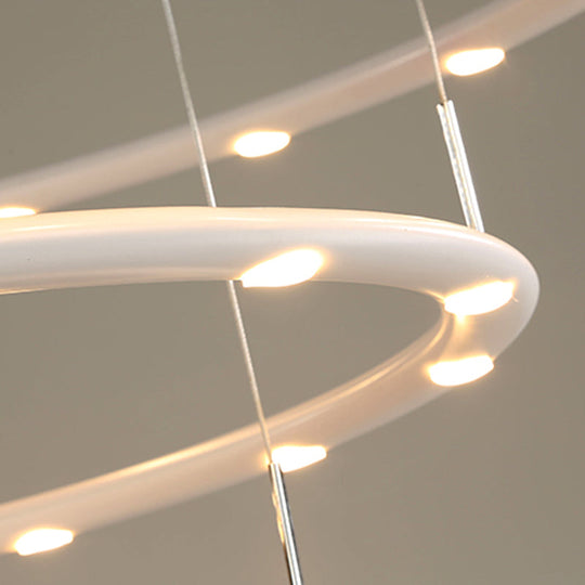 Modern Acrylic Led Ring Chandelier Light - 1/2 Tiers Black/White Warm/White For Bedroom