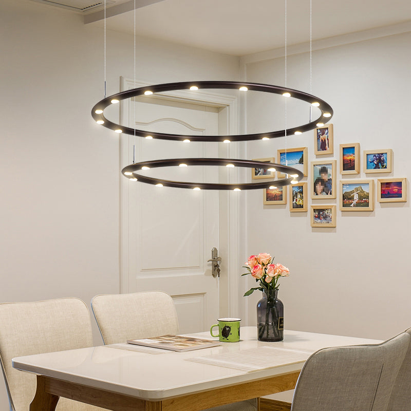 Modern Acrylic Led Ring Chandelier Light - 1/2 Tiers Black/White Warm/White For Bedroom Black / 2
