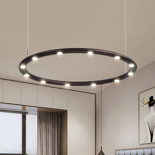 Modern Acrylic Led Ring Chandelier Light - 1/2 Tiers Black/White Warm/White For Bedroom Black / 1