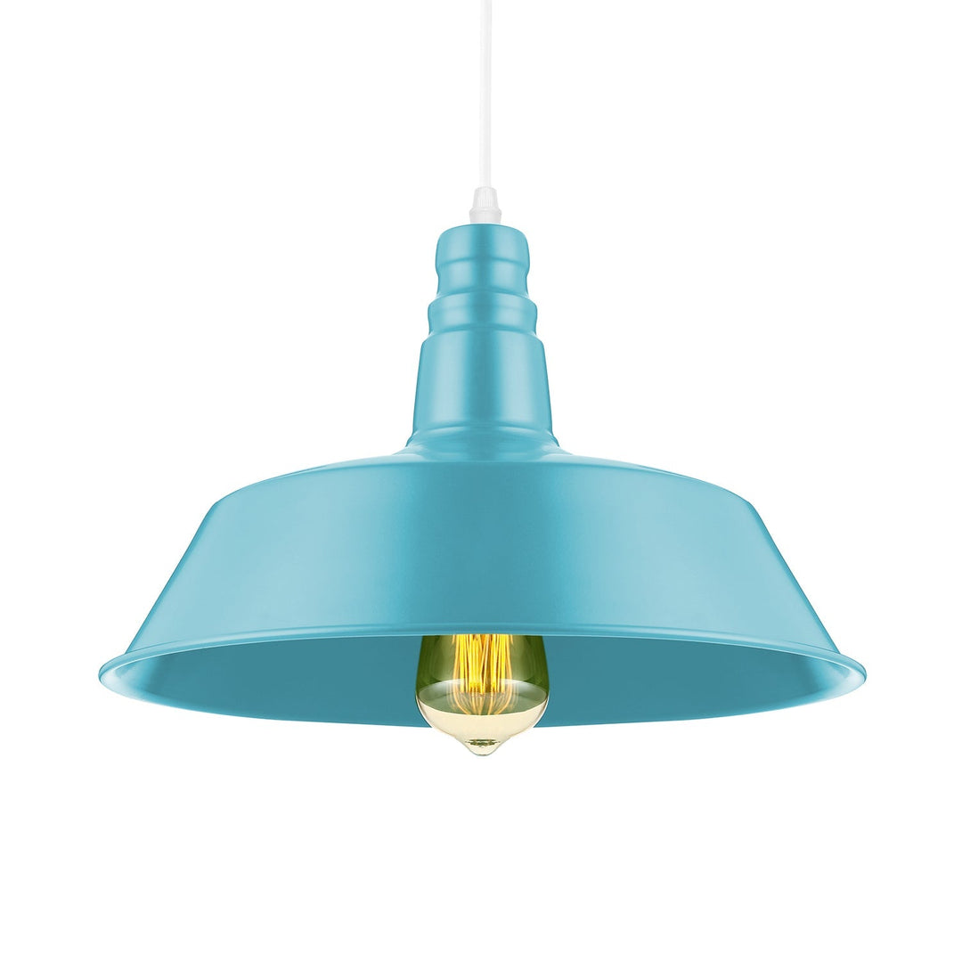 Barn Living Room Pendant Lighting - 10/14 Inch Wide Industrial Style Metal 1 Bulb Hanging Light