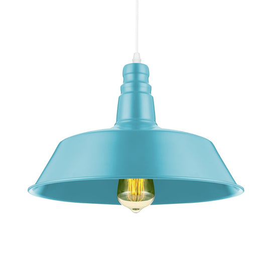 Barn Living Room Pendant Lighting - 10/14 Inch Wide Industrial Style Metal 1 Bulb Hanging Light