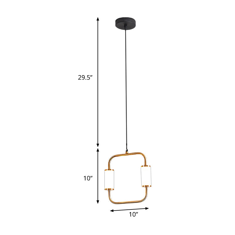 Minimalistic Led Pendant Light With White Glass Cylinder Shade - Brass Triangle/Round/Square Ceiling