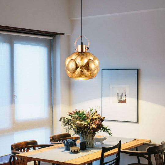 Hand Blown Glass Pendant Light - Modern Global Design 1 Chrome/Gold/Rose Gold Ideal For Dining Room