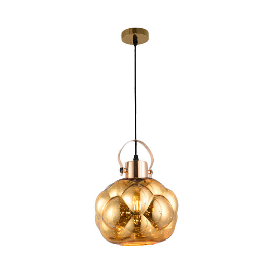 Hand Blown Glass Pendant Light - Modern Global Design 1 Chrome/Gold/Rose Gold Ideal For Dining Room