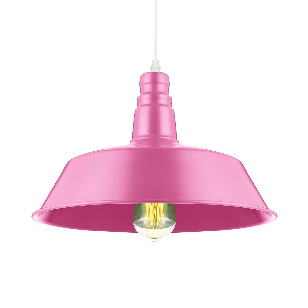 Barn Living Room Pendant Lighting - 10/14 Inch Wide Industrial Style Metal 1 Bulb Hanging Light