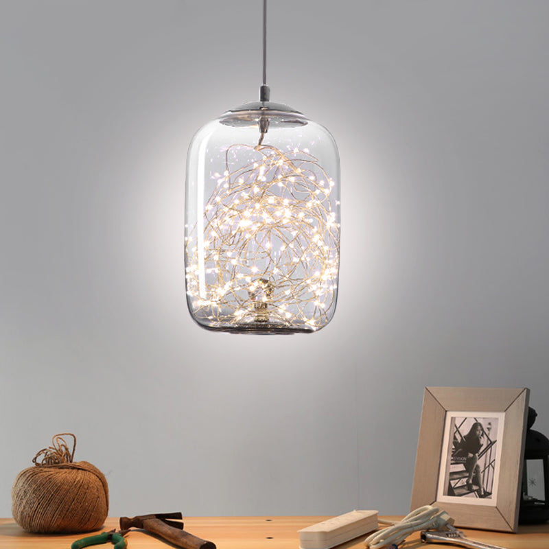 Contemporary Led Pendant Light With Amber/Smoke Grey Glass Globe/Cylinder/Oval - Ideal For Living