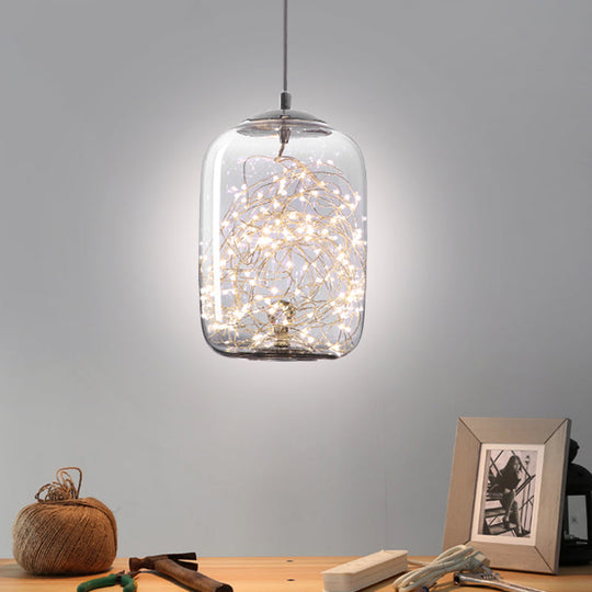 Contemporary Led Pendant Light With Amber/Smoke Grey Glass Globe/Cylinder/Oval - Ideal For Living