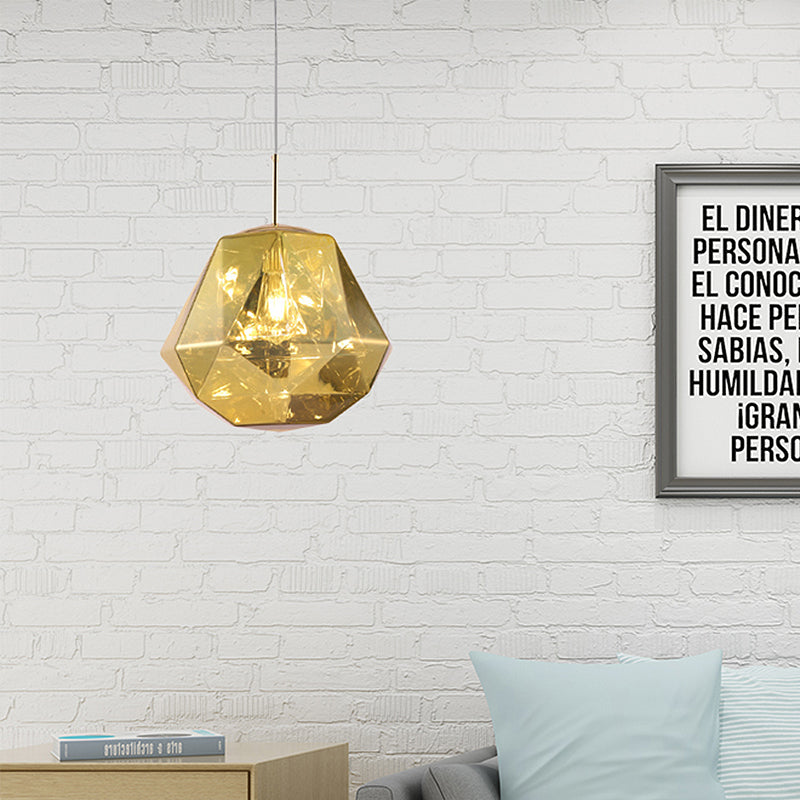 Modern Pendant Lamp With Acrylic Diamond Shade - Black/Silver/Blue