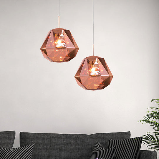 Contemporary 1-Light Pendant Lamp – Acrylic Shade In Black/Silver/Blue Diamond Ceiling Hanging Light