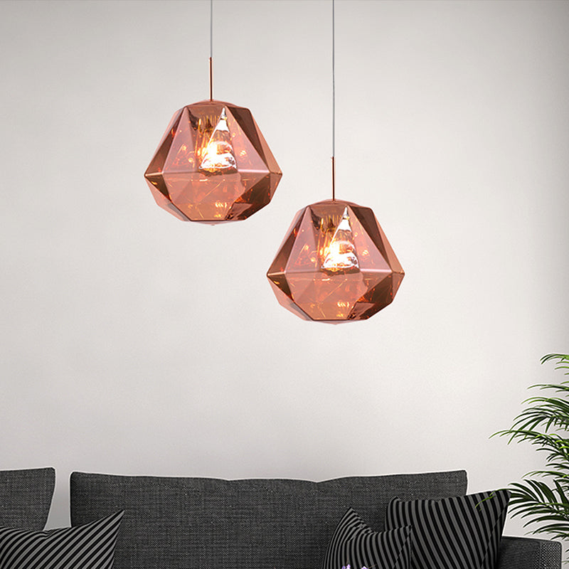 Modern Pendant Lamp With Acrylic Diamond Shade - Black/Silver/Blue