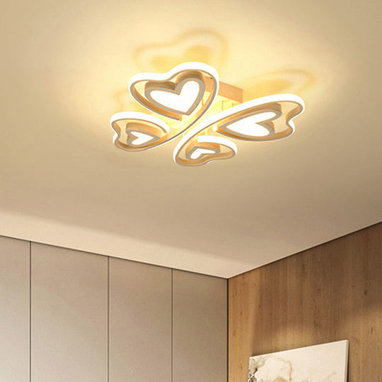 Girls Bedroom Led Flush Ceiling Light: Loving-Heart Acrylic Butterfly Lamp White / 21’ Warm