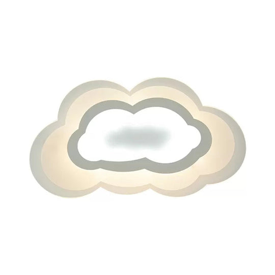 White Acrylic Cloud Ceiling Flush Mount Light With Simple Teen Style
