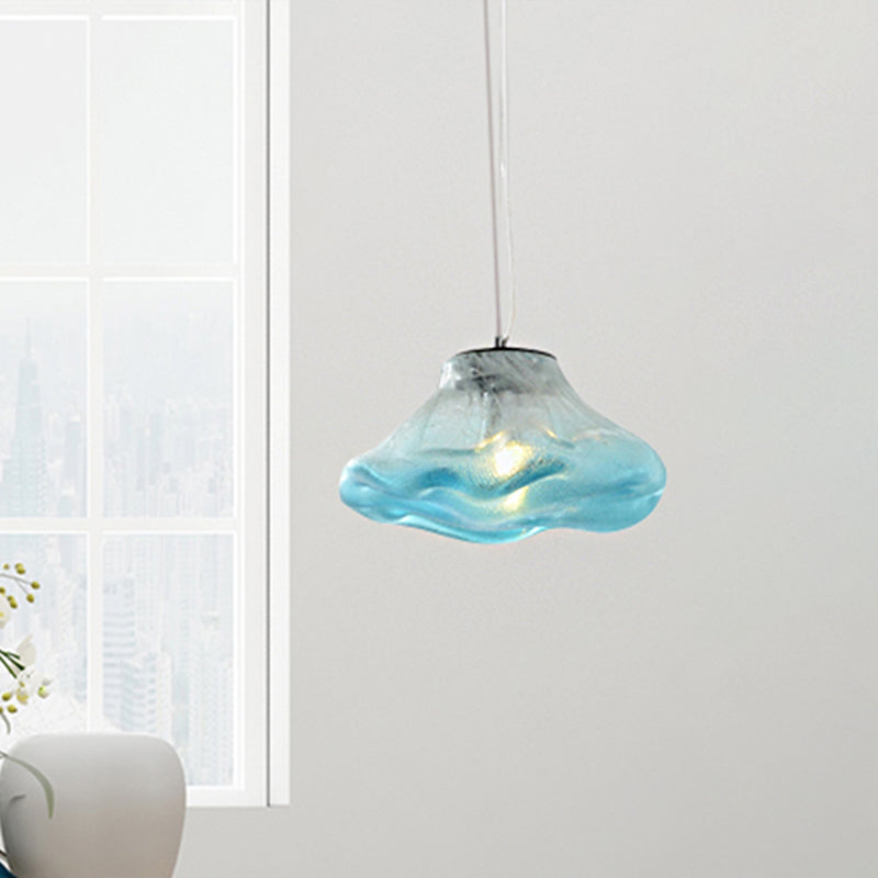 Modern Glass Pendant Light - Irregular Melt Design Silver/Red/Blue Living Room Ceiling 8’/12’ Wide